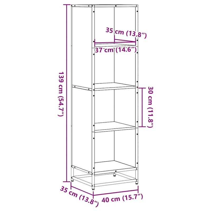 Bücherregal Sonoma-Eiche 40x35x139 cm Holzwerkstoff