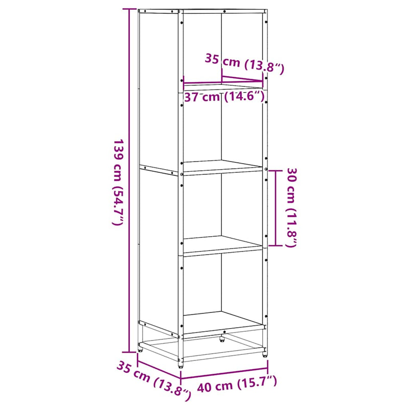 Bücherregal Grau Sonoma 40x35x139 cm Holzwerkstoff