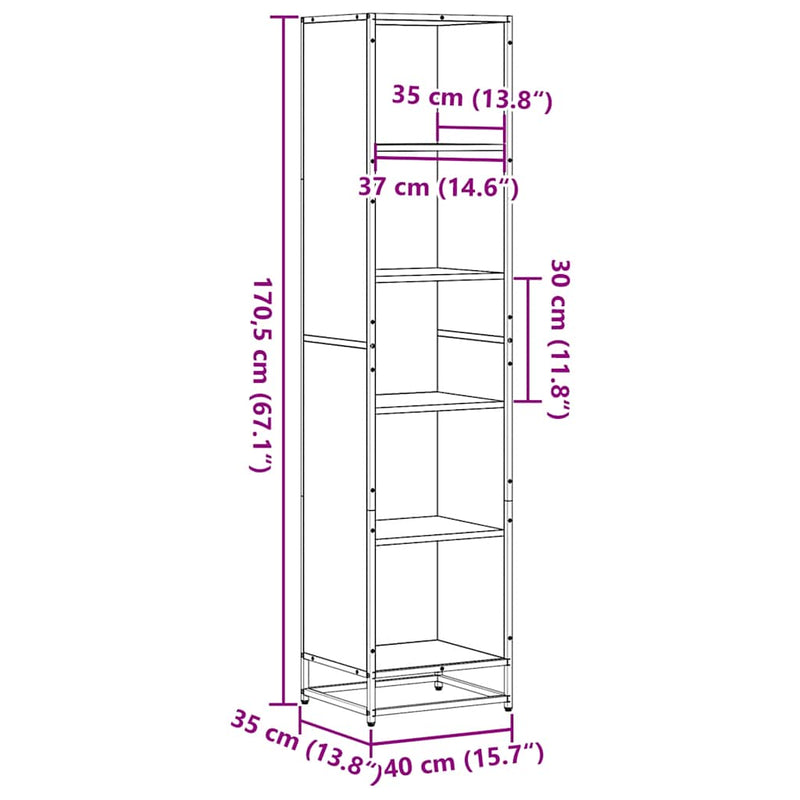 Bücherregal Sonoma-Eiche 40x35x170,5 cm Holzwerkstoff