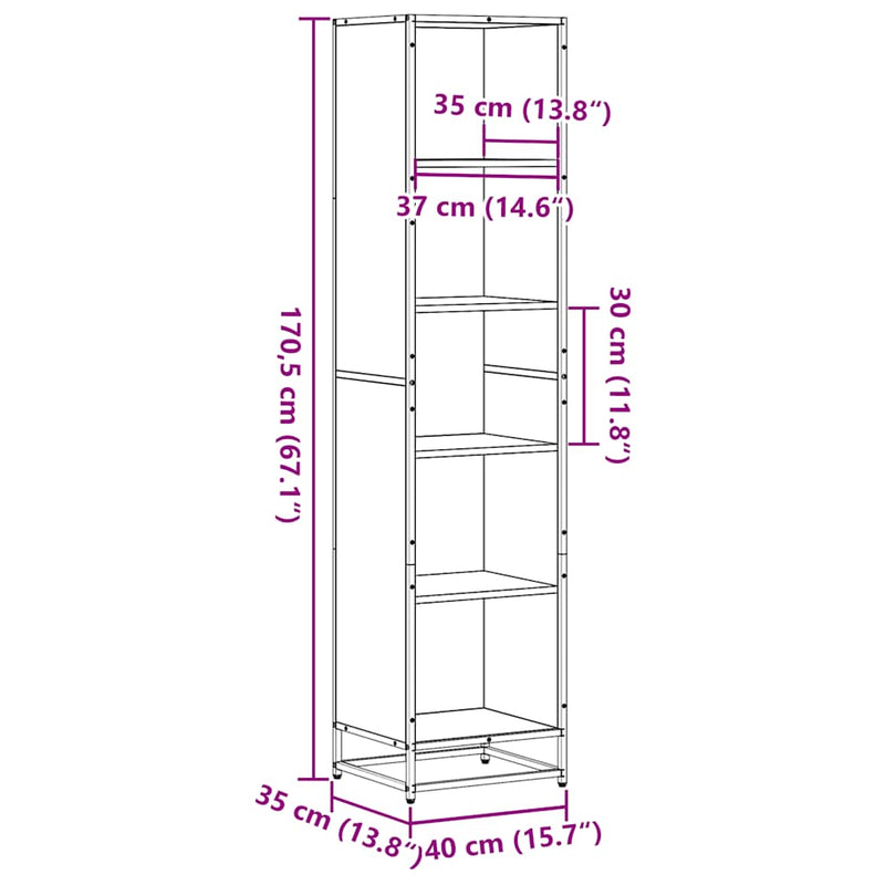 Bücherregal Grau Sonoma 40x35x170,5 cm Holzwerkstoff