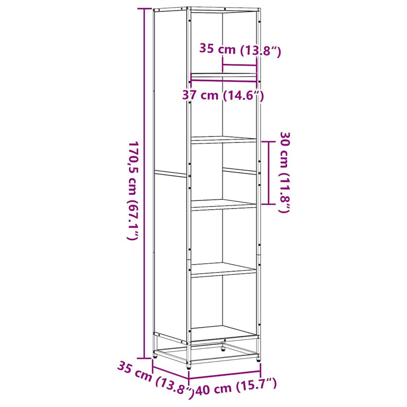 Bücherregal Braun Eichen-Optik 40x35x170,5 cm Holzwerkstoff