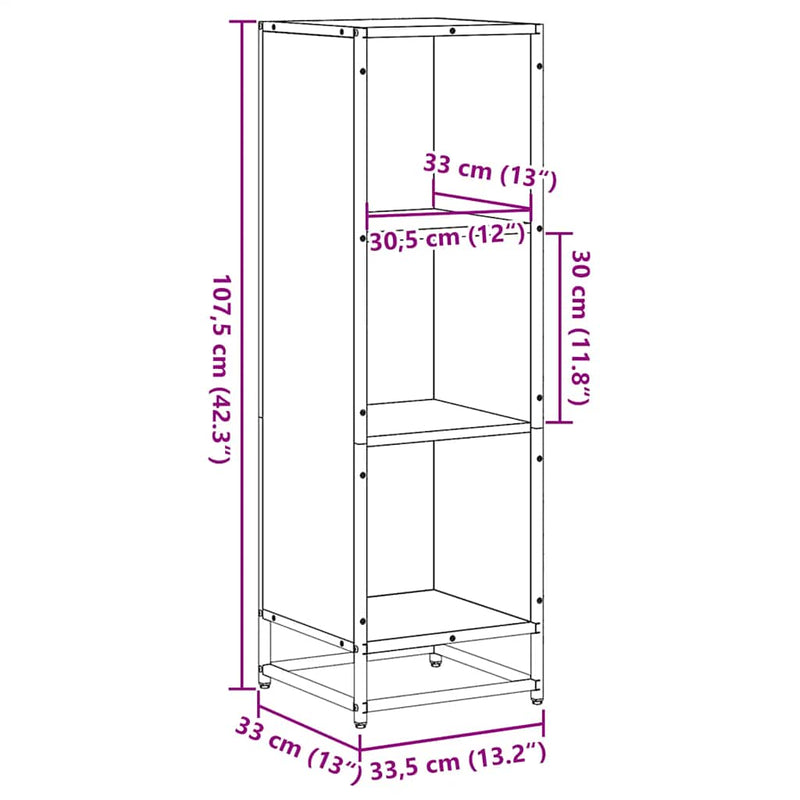 Bücherregal Sonoma-Eiche 33,5x33x107,5 cm Holzwerkstoff