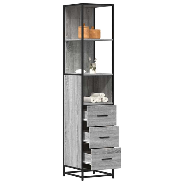 Badschrank Grau Sonoma 35x37,5x166 cm Holzwerkstoff