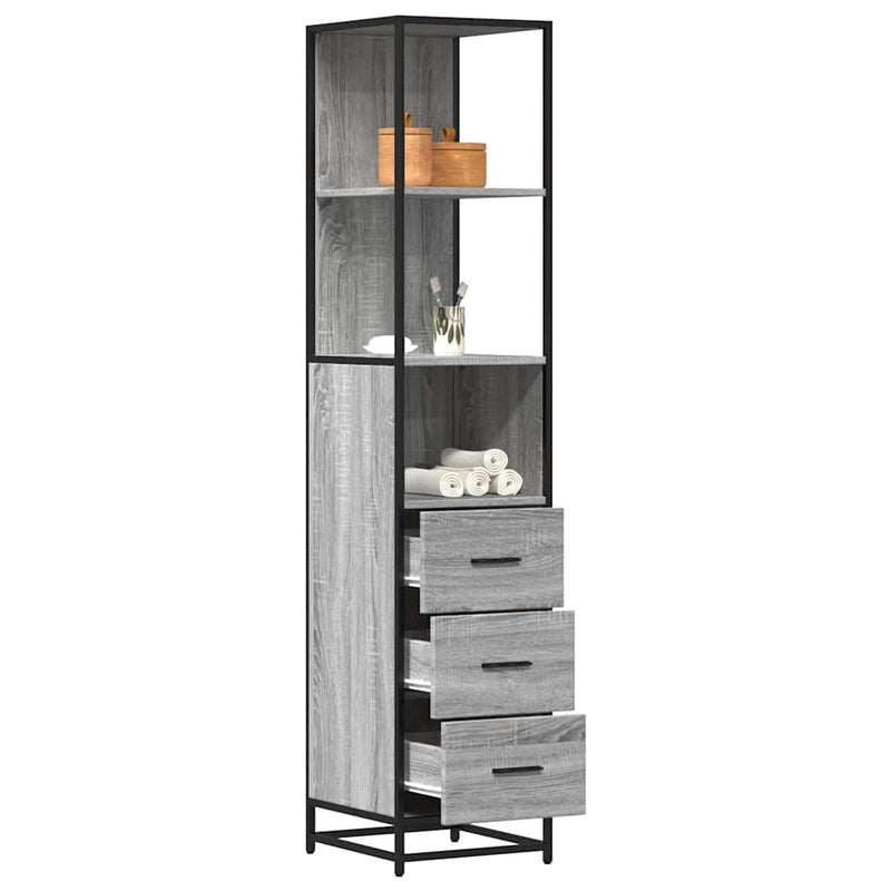 Badschrank Grau Sonoma 35x37,5x166 cm Holzwerkstoff