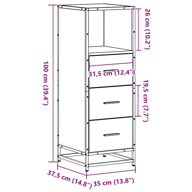 Badschrank Grau Sonoma 35x37,5x100 cm Holzwerkstoff