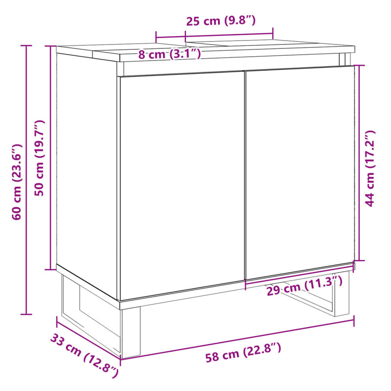 Badschrank Sonoma-Eiche 58x33x60 cm Holzwerkstoff