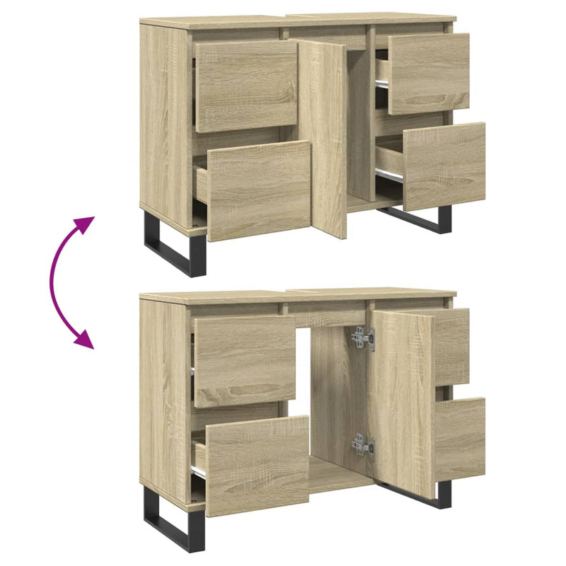 Badschrank Sonoma-Eiche 80x33x60 cm Holzwerkstoff