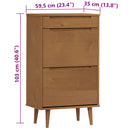 Schuhschrank Molde 59,5X35X103 Cm Massivholz Kiefer