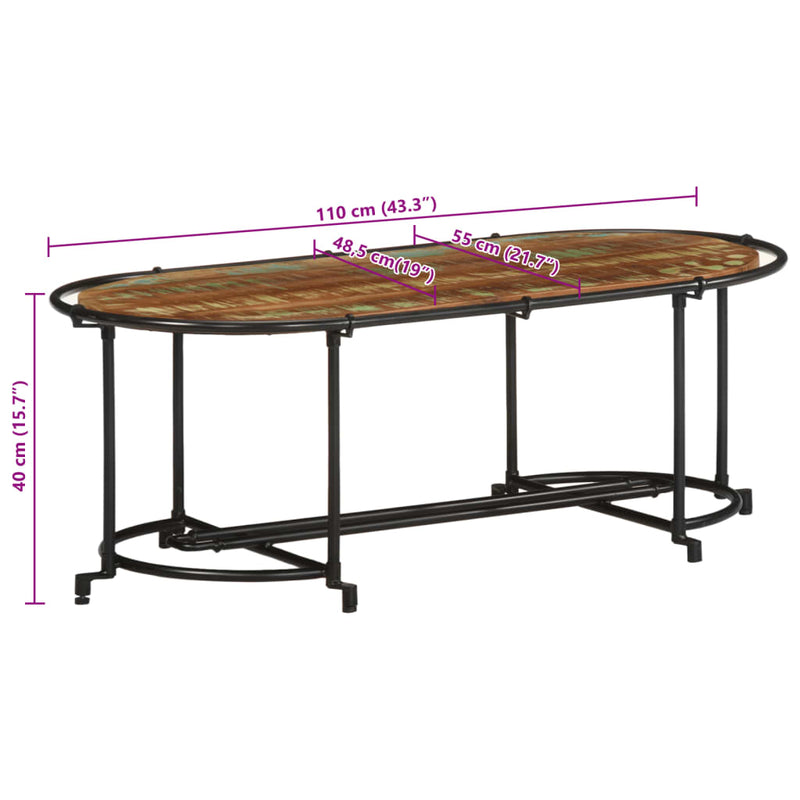 Couchtisch 110x55x40 cm Altholz Massiv