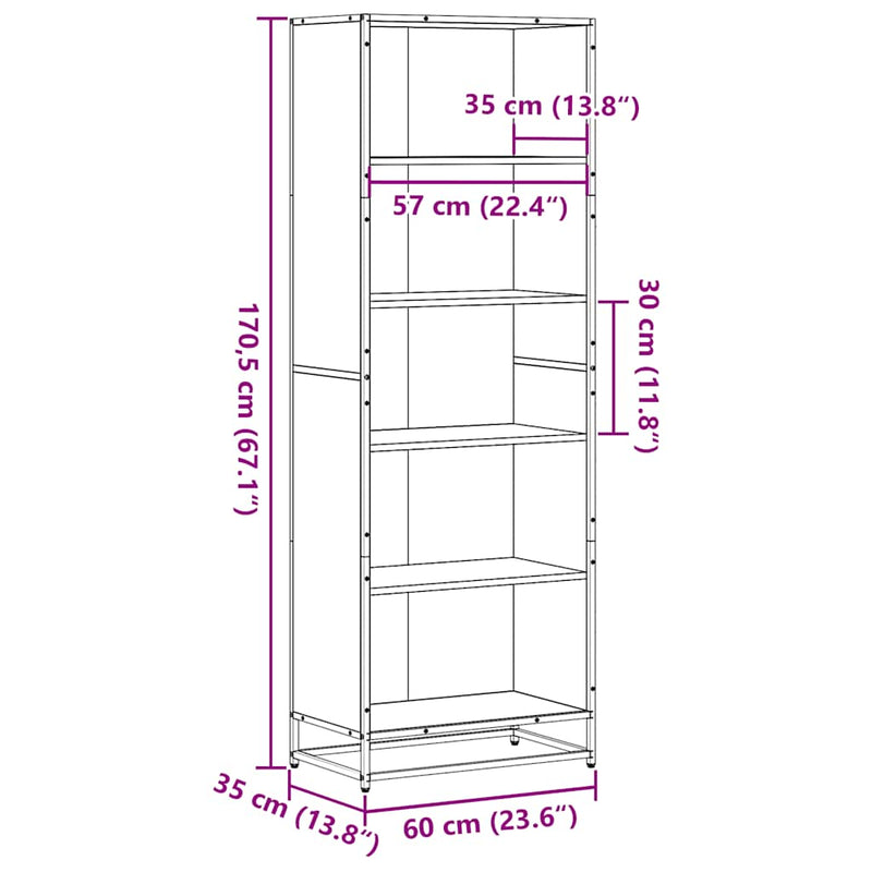 Bücherregal Sonoma-Eiche 60x35x170,5 cm Holzwerkstoff