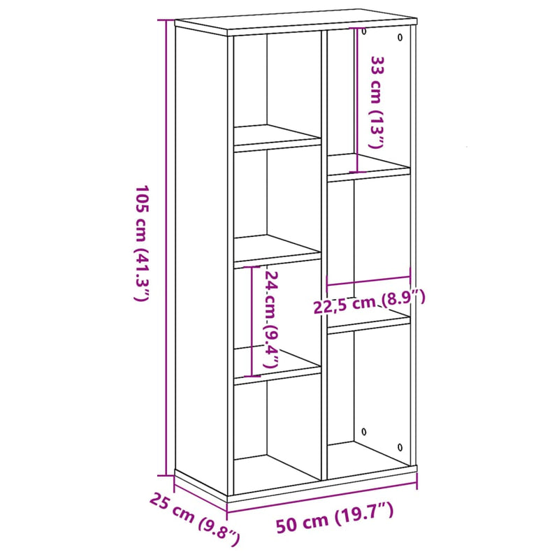 Bücherregal Weiß 50x25x105 cm Holzwerkstoff