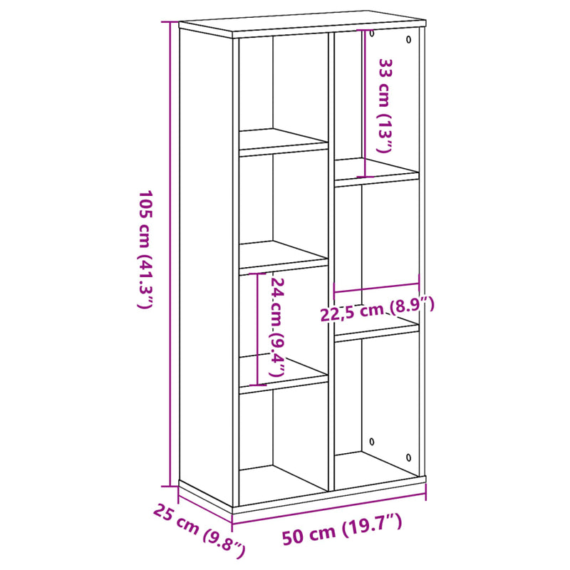 Bücherregal Sonoma-Eiche 50x25x105 cm Holzwerkstoff