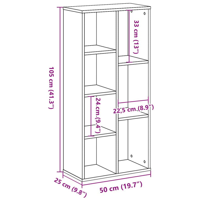 Bücherregal Betongrau 50x25x105 cm Holzwerkstoff