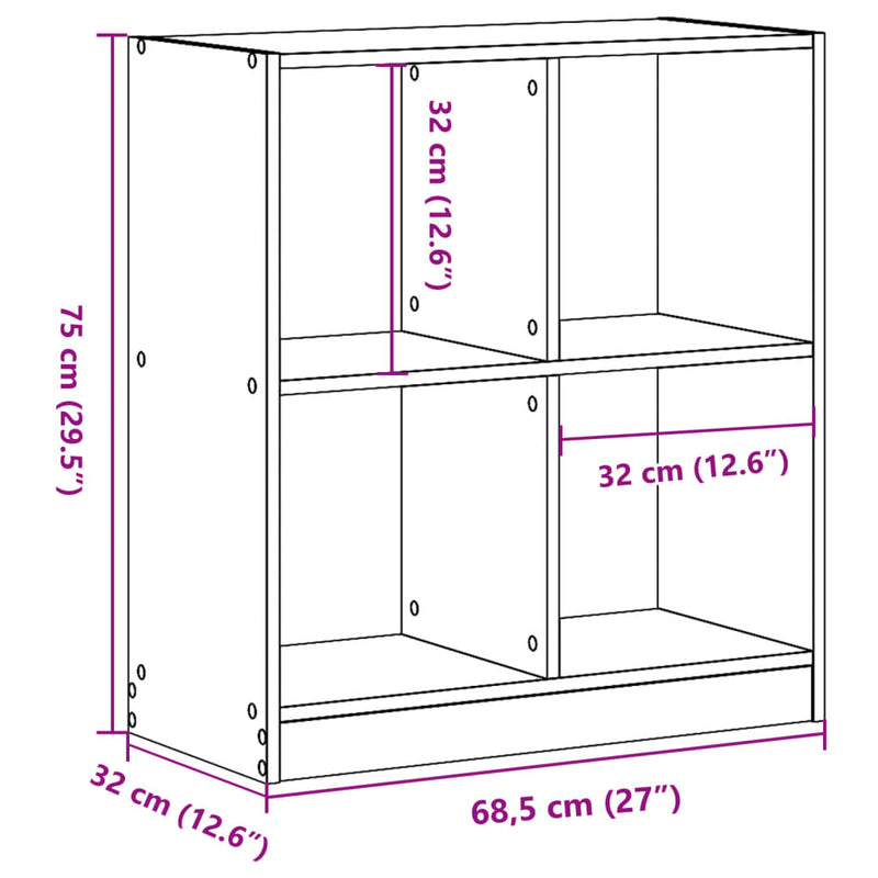 Bücherregal Schwarz 68,5x32x75 cm Holzwerkstoff