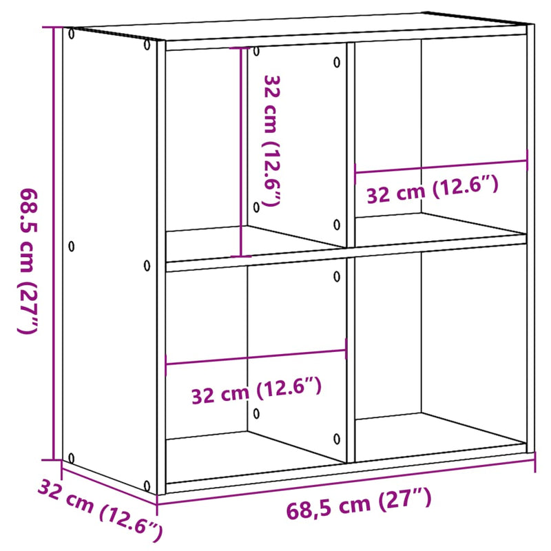 Bücherregal Sonoma-Eiche 68,5x32x68,5 cm Holzwerkstoff