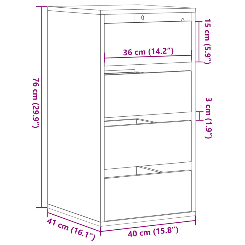 Kommode Betongrau 40x41x76 cm Holzwerkstoff