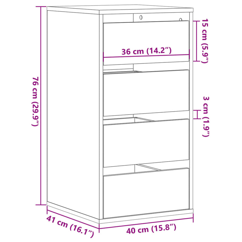 Kommode Altholz-Optik 40x41x76 cm Holzwerkstoff