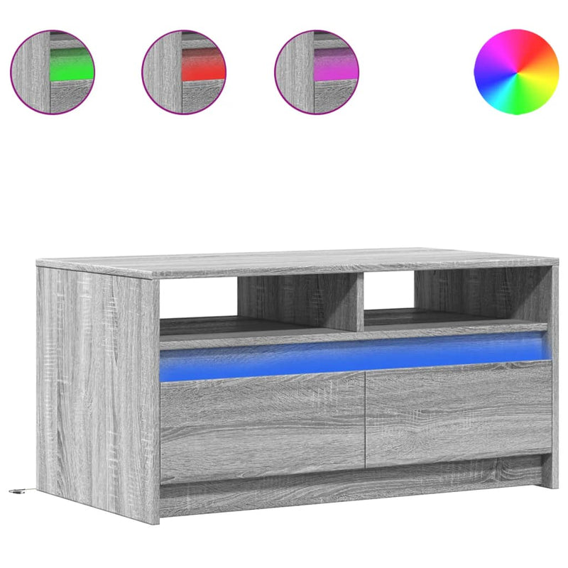 LED-Couchtisch Grau Sonoma Holzwerkstoff