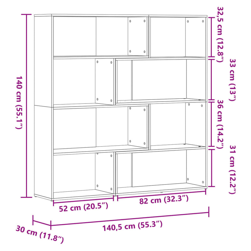 Eck-Bücherregal 4 Etagen Weiß 85x85x140 cm Holzwerkstoff