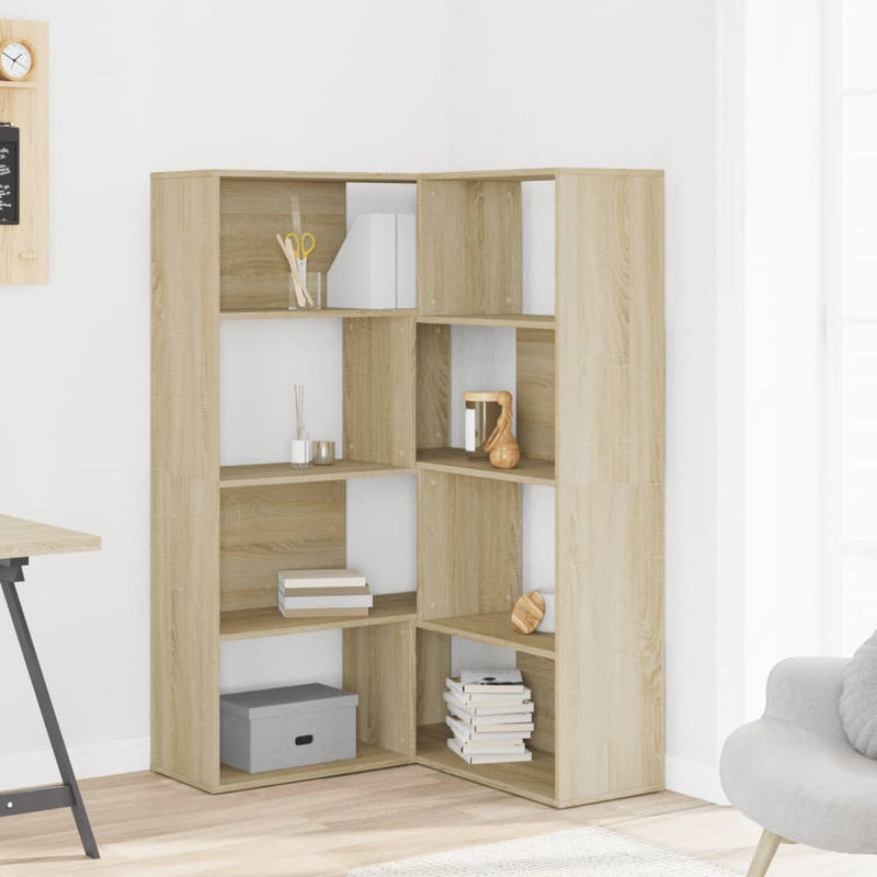 Eck-Bücherregal 4 Etagen Sonoma Eiche 85x85x140cm Holzwerkstoff