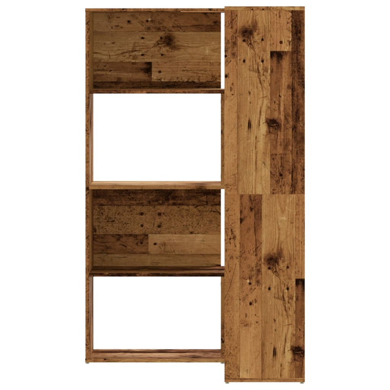 Eck-Bücherregal 4 Etagen Antikholz 85x85x140 cm Holzwerkstoff