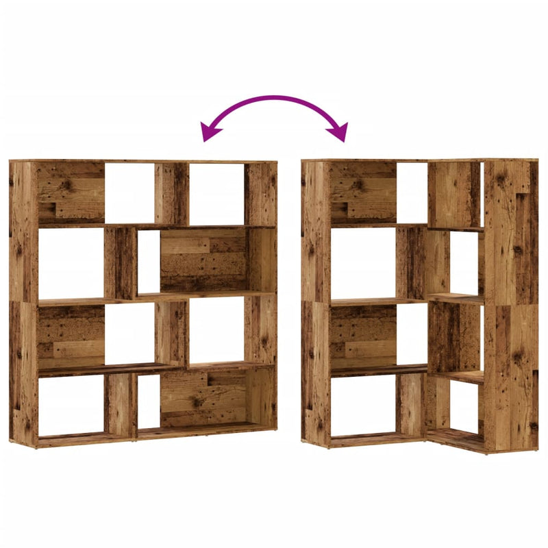 Eck-Bücherregal 4 Etagen Antikholz 85x85x140 cm Holzwerkstoff