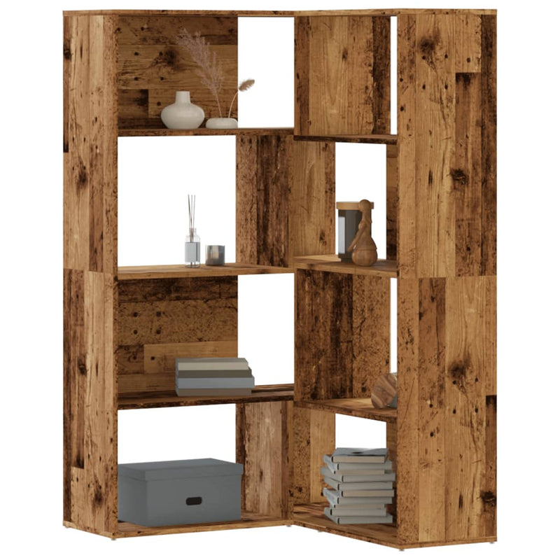 Eck-Bücherregal 4 Etagen Antikholz 85x85x140 cm Holzwerkstoff