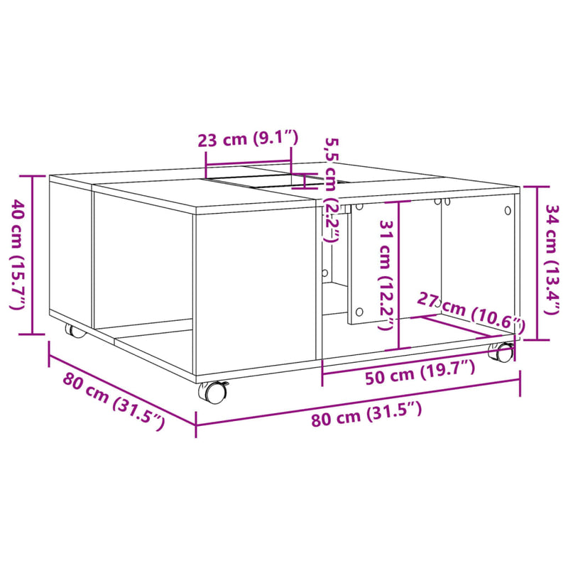 Couchtisch Schwarz 80x80x40 cm Holzwerkstoff