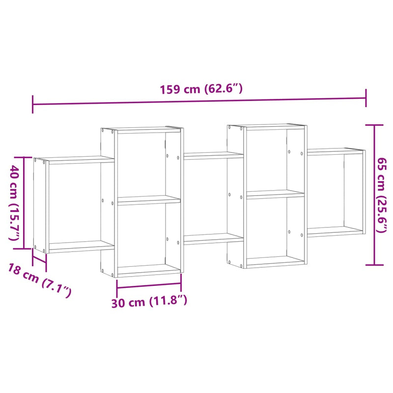 Wandregal Schwarz 159x18x65 cm Holzwerkstoff