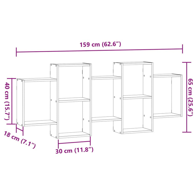 Wandregal Braun Eichen-Optik 159x18x65 cm Holzwerkstoff