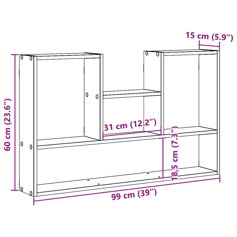 Wandregal Betongrau 99x15x60 cm Holzwerkstoff