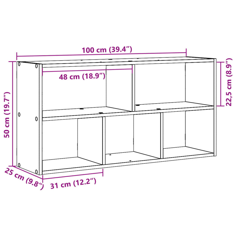 Wandregal Schwarz 100x25x50 cm Holzwerkstoff