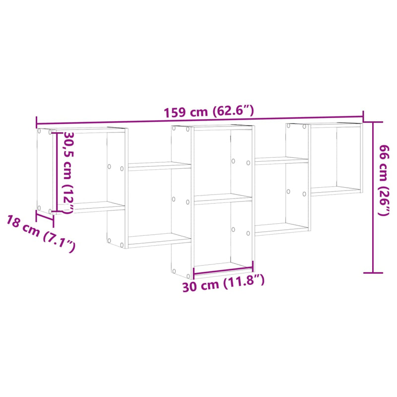 Wandregal Schwarz 159x18x66 cm Holzwerkstoff