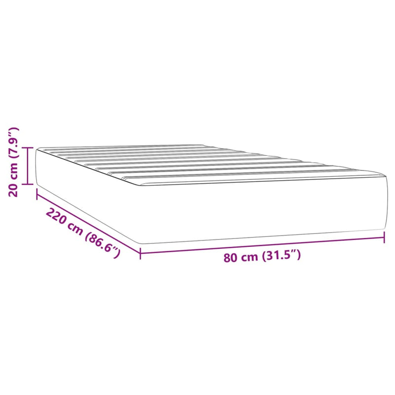 Taschenfederkernmatratze Dunkelgrau 80x220x20 cm Samt