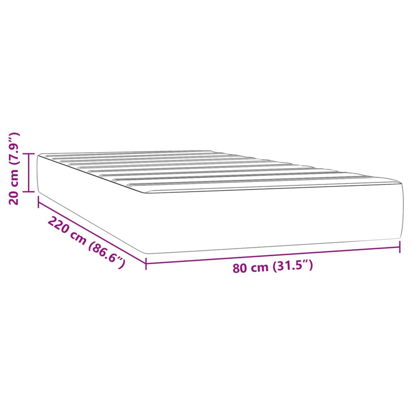 Taschenfederkernmatratze Dunkelblau 80x220x20 cm Samt