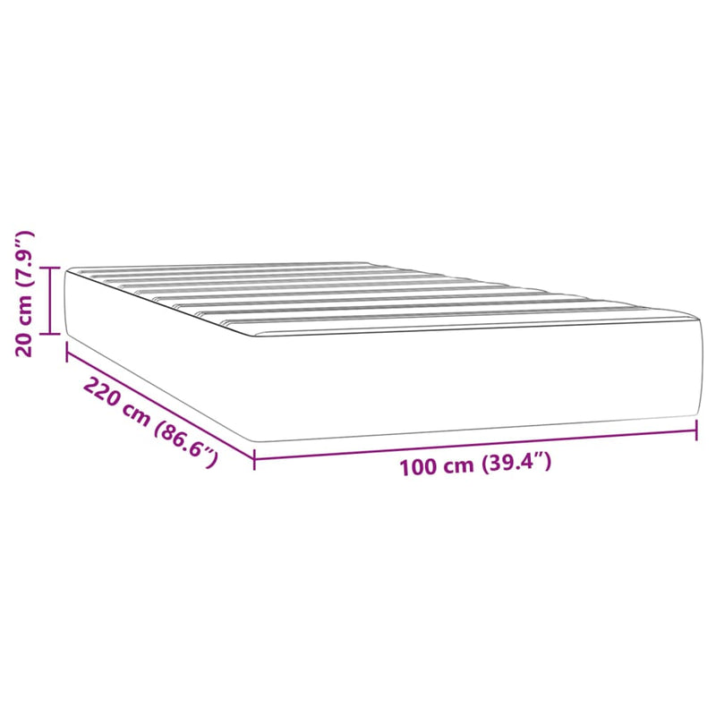 Taschenfederkernmatratze Dunkelgrau 100x220x20 cm Samt