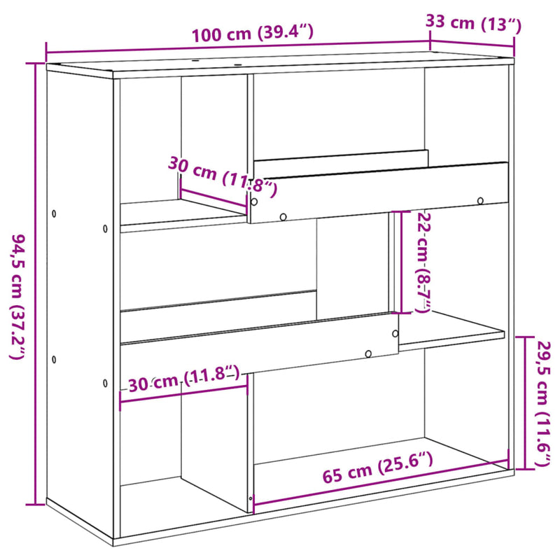 Bücherregal/Raumteiler Schwarz 100x33x94,5 cm