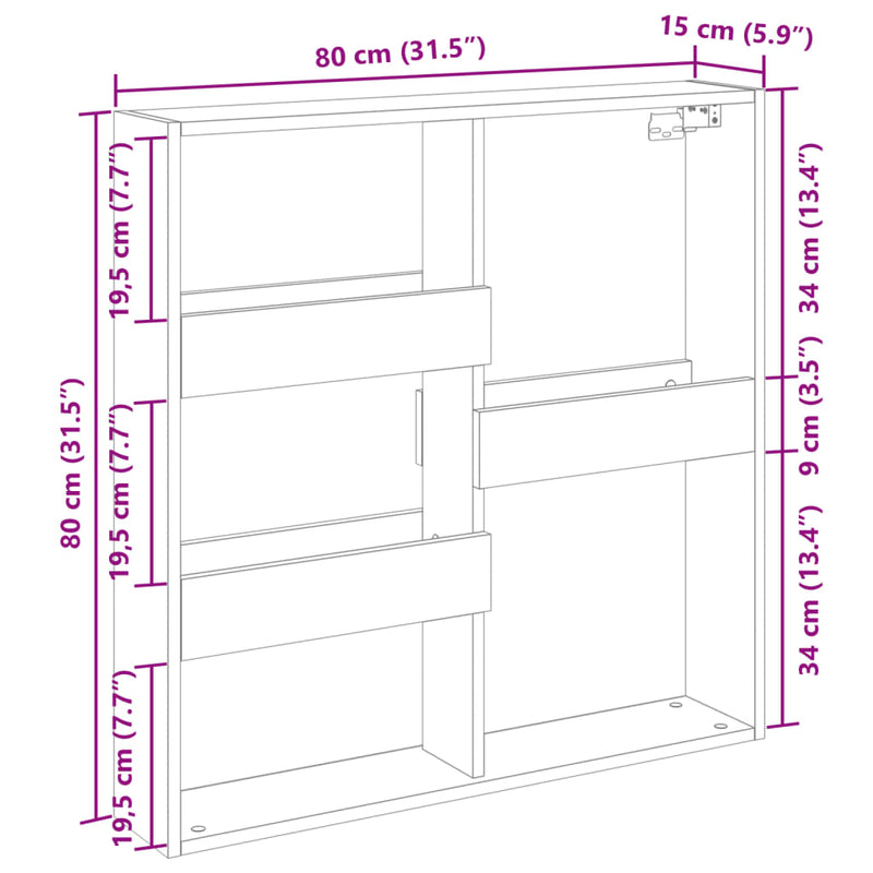 Wandschrank Weiß 80x15x80 cm Holzwerkstoff