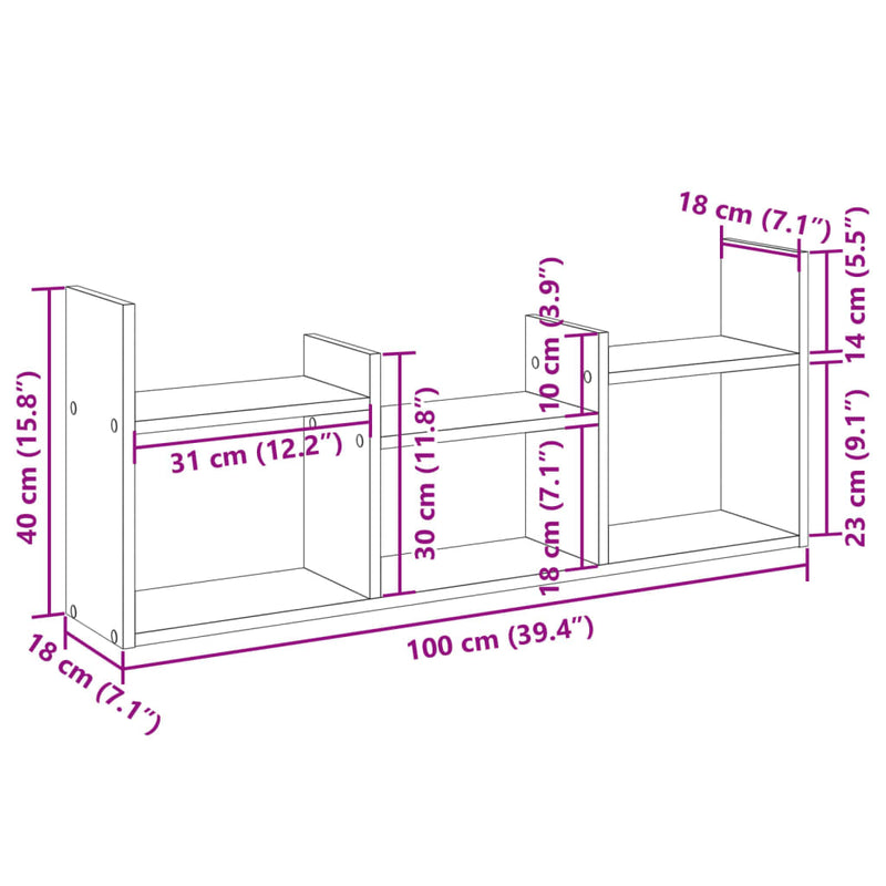 Wandschrank 100x18x40 cm Betongrau Holzwerkstoff