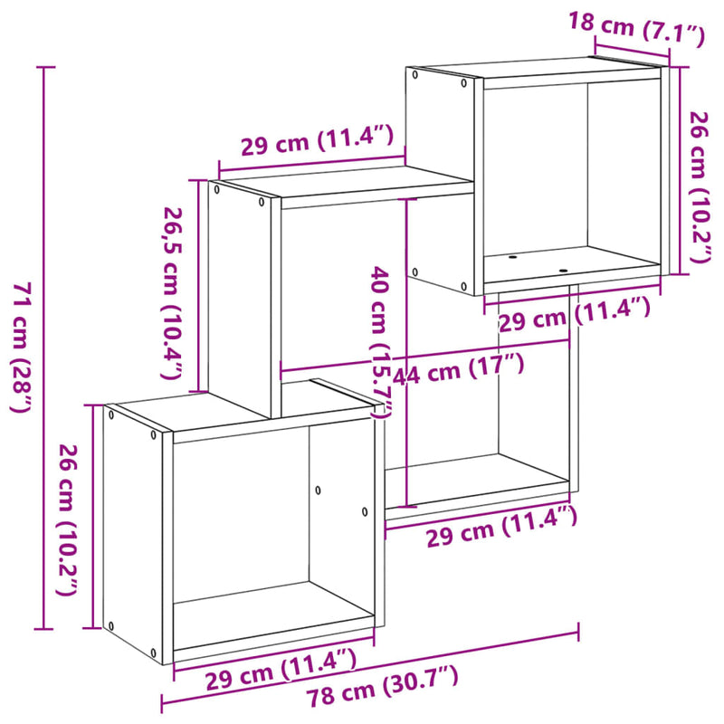 Wandschrank 78x18x71 cm Räuchereiche Holzwerkstoff