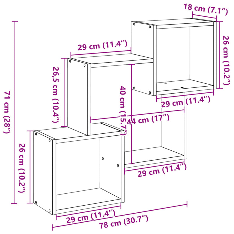 Wandschrank 78x18x71 cm Grau Sonoma Holzwerkstoff