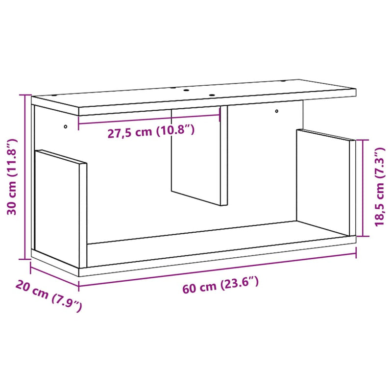 Wandschrank 60x20x30 cm Sonoma-Eiche Holzwerkstoff