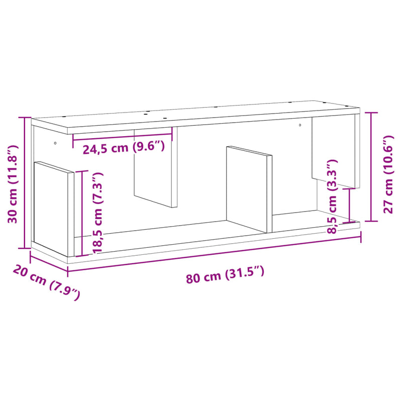 Wandschrank 80x20x30 cm Weiß Holzwerkstoff