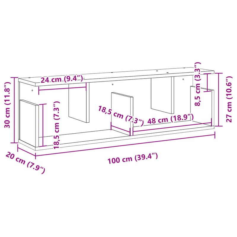 Wandschrank 100x20x30 cm Altholz-Optik Holzwerkstoff