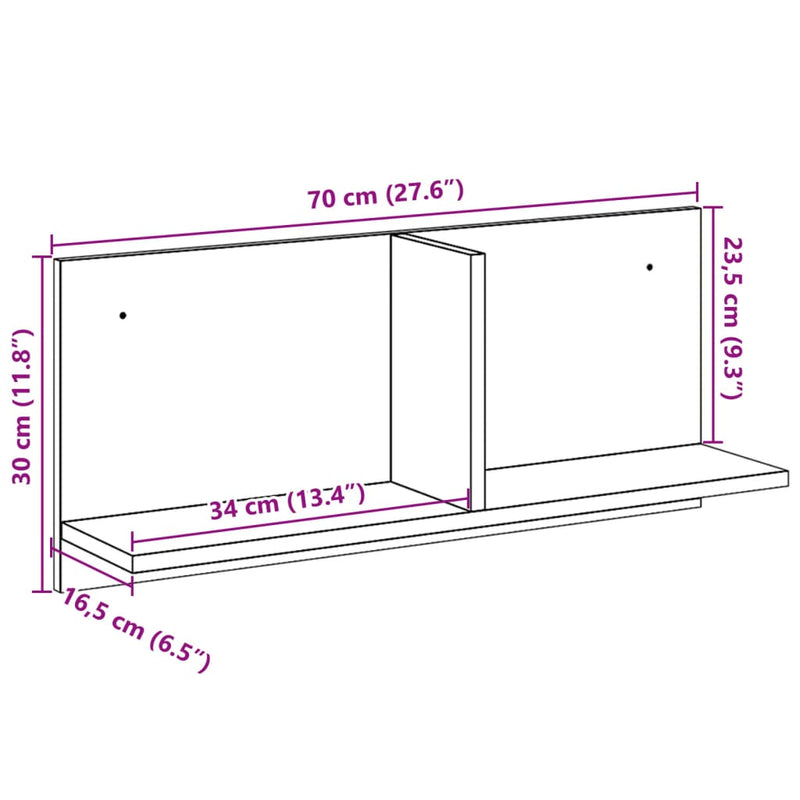 Wandschrank 70x16,5x30 cm Betongrau Holzwerkstoff