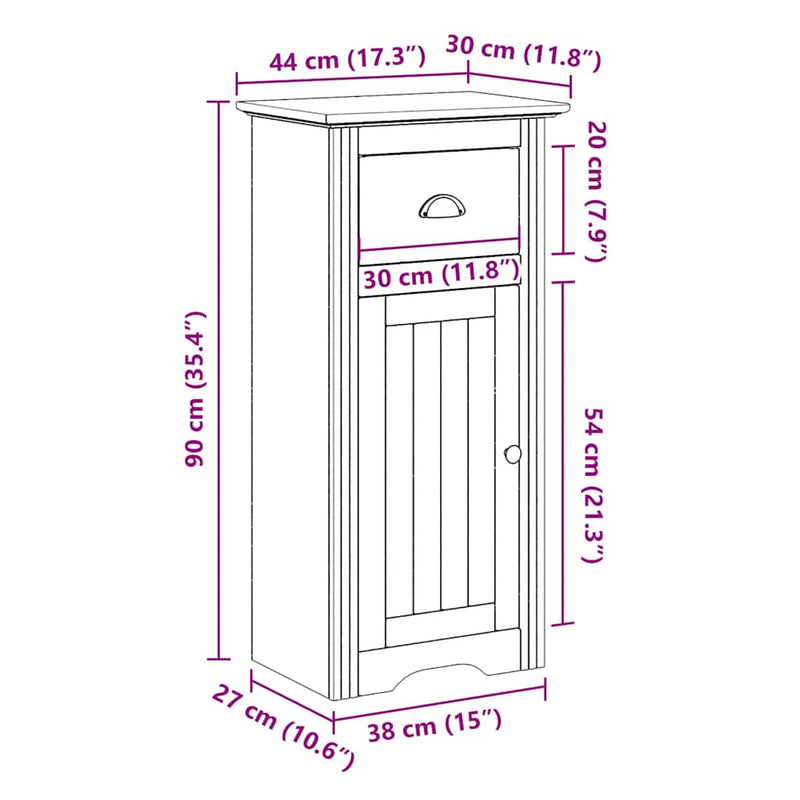 Badschrank BODO Grau 44x30x90 cm