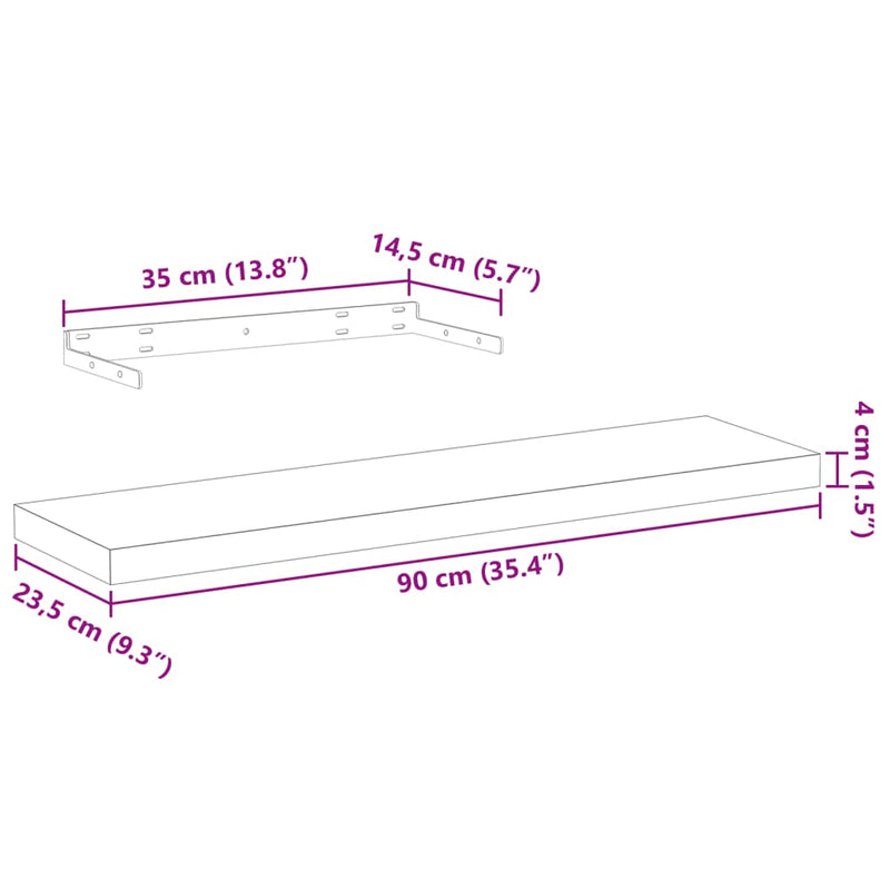 Schweberegale 4 Stk. 90x23,5x4 cm Holzwerkstoff