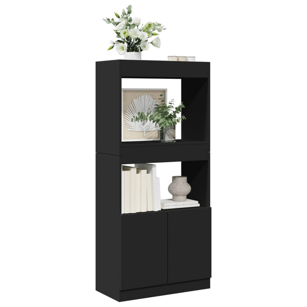 Highboard Schwarz 63x33x140 cm Holzwerkstoff