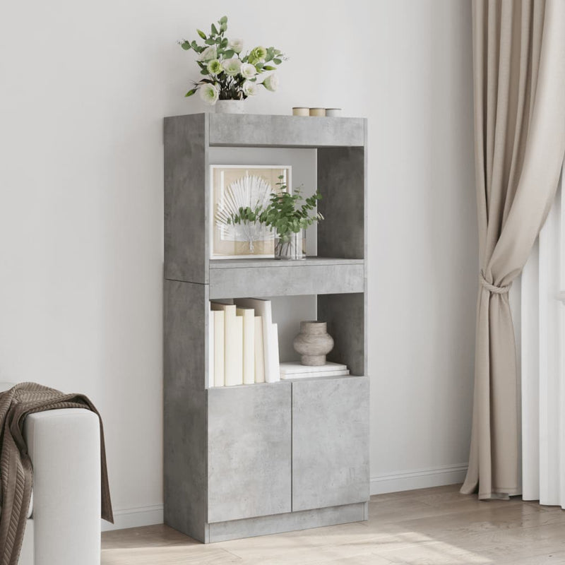 Highboard Betongrau 63x33x140 cm Holzwerkstoff