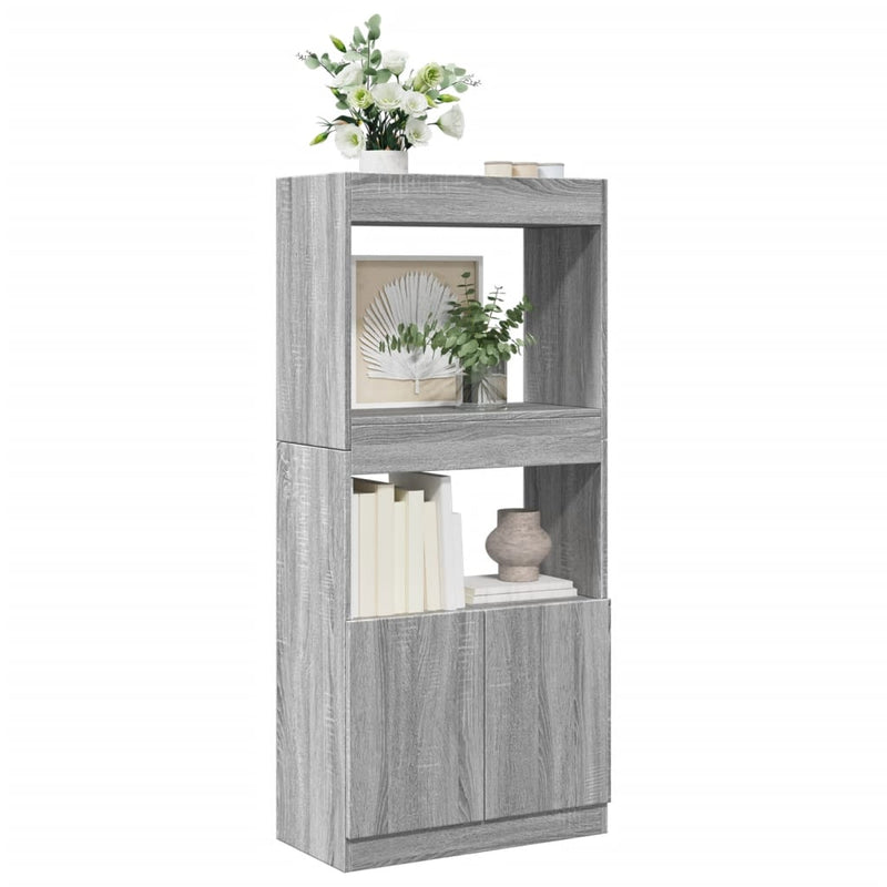 Highboard Grau Sonoma 63x33x140 cm Holzwerkstoff